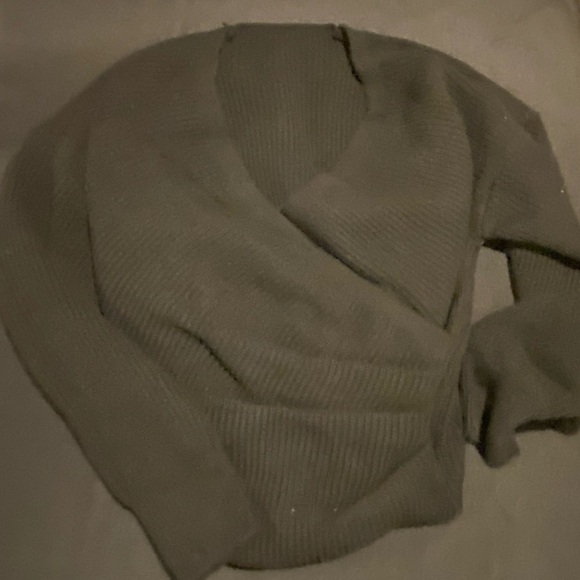 Black Crossover Drop Shoulder Sweater - Picture 2 of 5